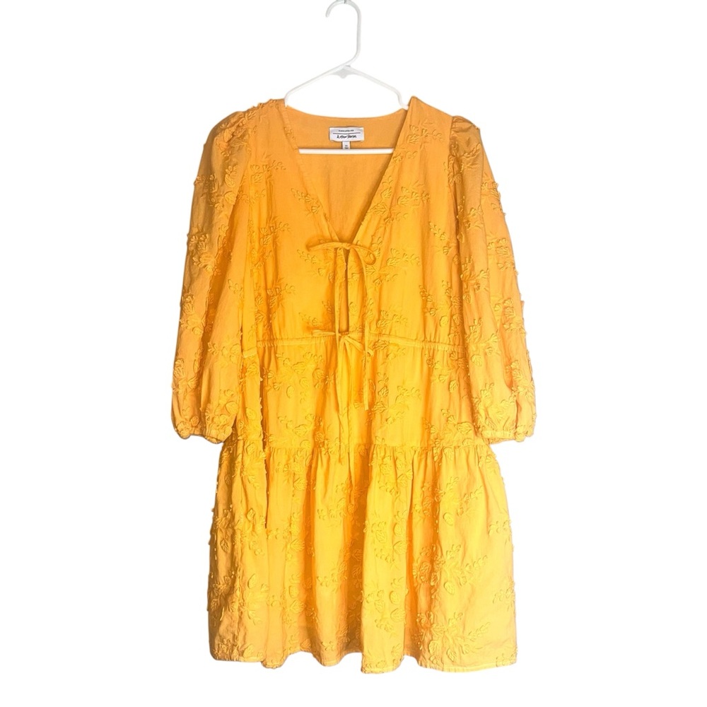 & Other Stories Vibrant Orange Floral Embroidered Mini Dress Sz 6